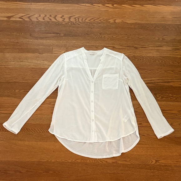 Splendid Collection White Collarless Button-Down Shirt for Women XS - Picture 1 of 4
